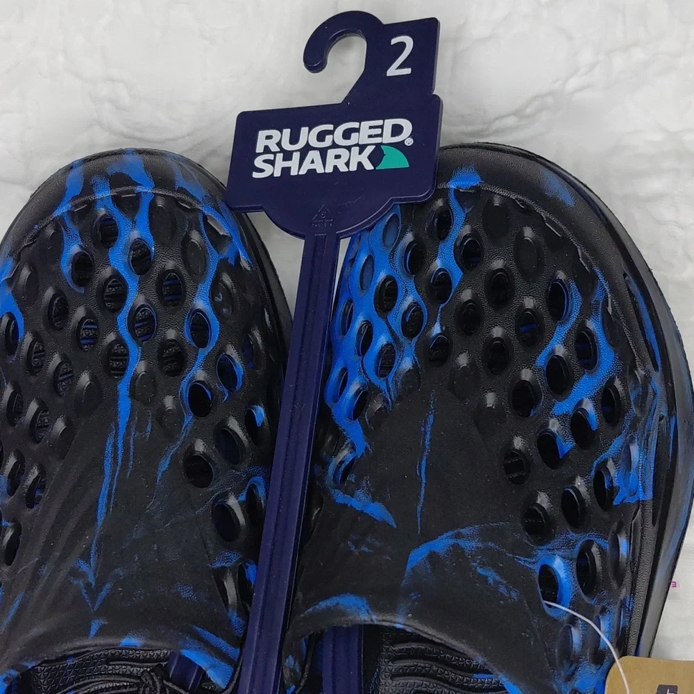 Rugged Shark Blue and Black Boys Water Shoes Sz 2
